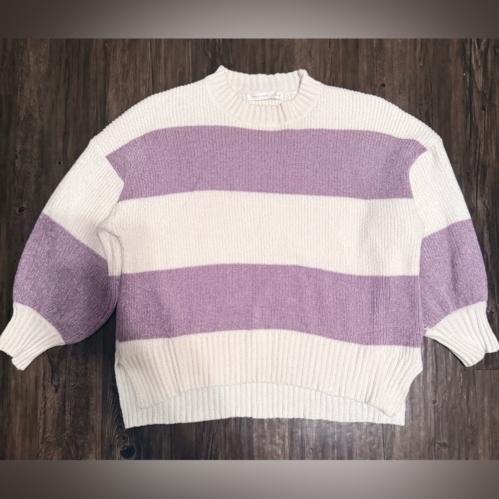 Altar'd State Lavender and Cream Striped Sweater
